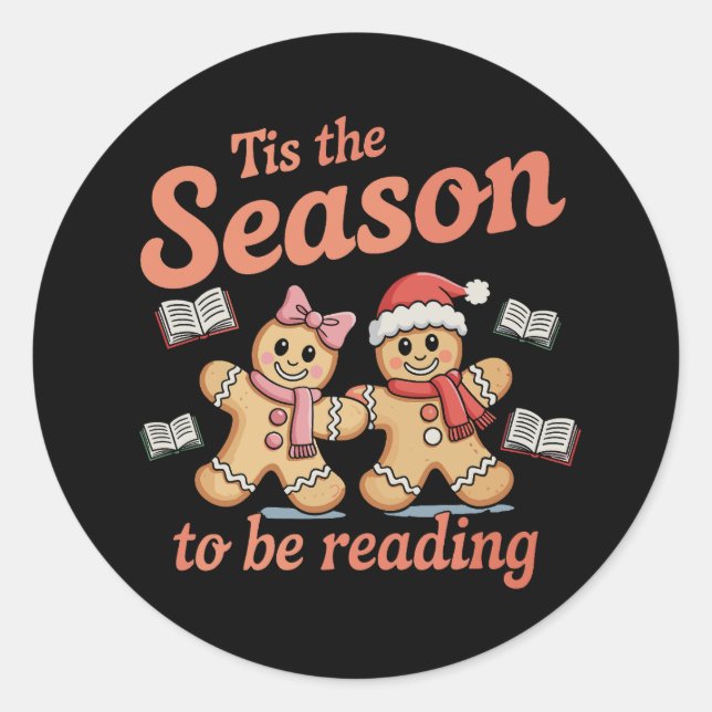 Adesivo Tis The Season To Be Reading Gingerbread Christmas (Frente)
