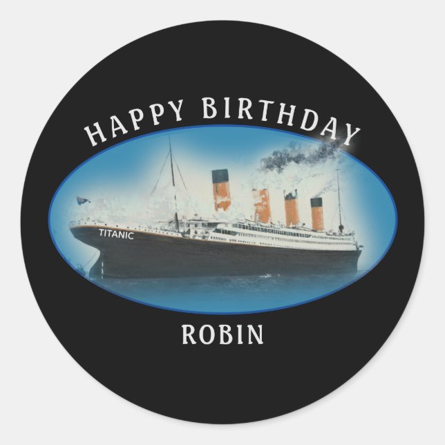 Adesivo Titanic Birthday Black RMS White Star Line Ship (Frente)