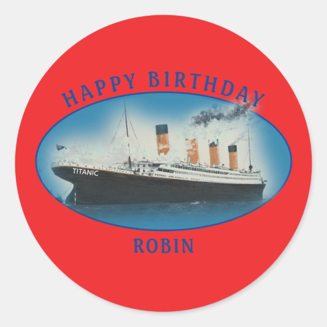 Adesivo Titanic Birthday Red RMS White Star Line Ship (Frente)