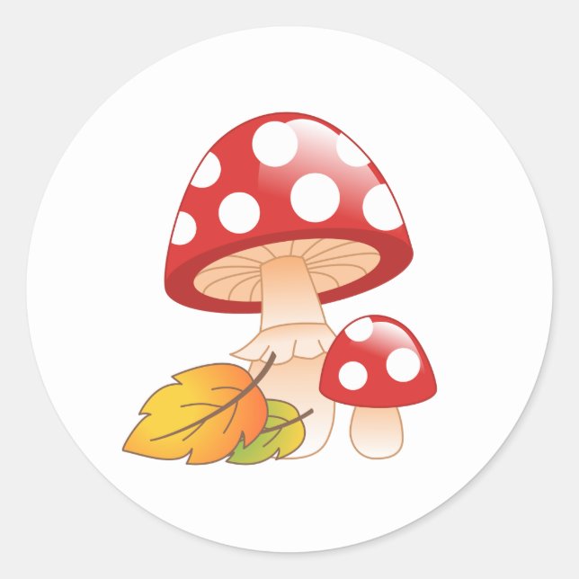 Adesivo Toadstool Boné Vermelho Cogumelos e Folhas (Frente)