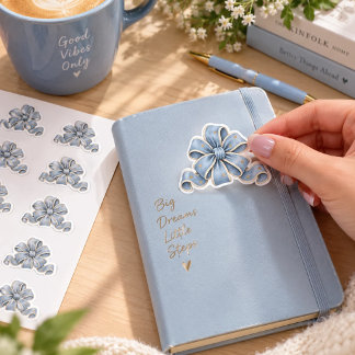 Adesivo Toalha de Cozinha Floral Azul e Branco, Elegante A