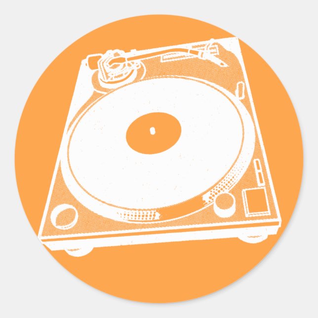 Adesivo Toca-discos Retro Gráfico em Branco (Frente)