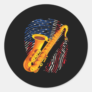 Adesivo Toca Saxofone Americano Saxofonista Banda de Jazz