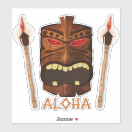 Adesivo Tochas de Tiki de Madeira Aloha Havaianas Tropicai