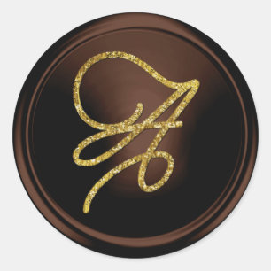 Adesivo TODA A MONOGRAMA DE LETRA INICIAL Script Ouro Choc