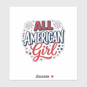 Adesivo Toda Garota Americana Desenho Vetorial Vintage Pat