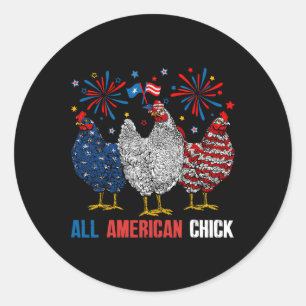 Adesivo Todas as American Chick Retro 4 de Julho Patriótic