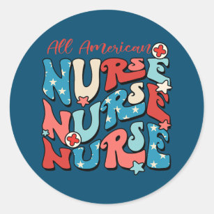 Adesivo Todas as enfermeiras americanas retro trendy Patri
