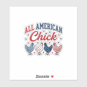 Adesivo Todas As Galinhas Patrióticas Americanas Camisa De