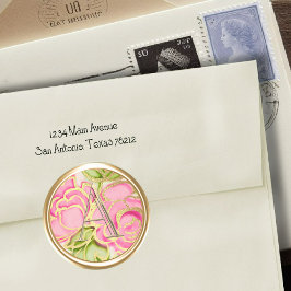 Adesivo TODAS AS INICIAIS Douradas Rosas Rosa Monograma