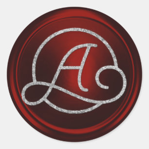 Adesivo TODAS AS INICIAIS Monograma Círculo Prata Vermelho