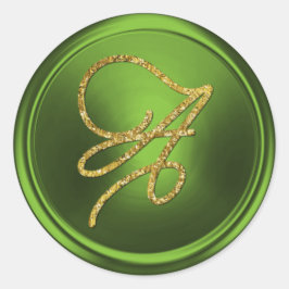 Adesivo TODAS AS INICIAIS Monograma de Rótulo Dourado Oliv