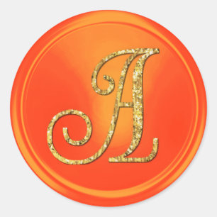 Adesivo TODAS AS INICIAIS Monograma Dourado 3 Laranja