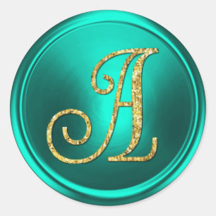 Adesivo TODAS AS INICIAIS Monograma Ouro 3 Turquesa