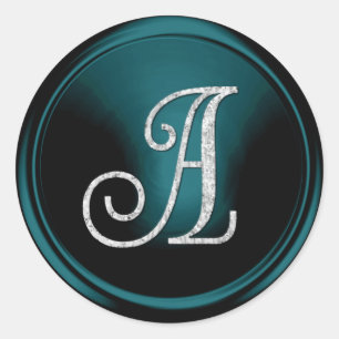 Adesivo TODAS AS INICIAIS Monograma Prata 3 Azul Teal