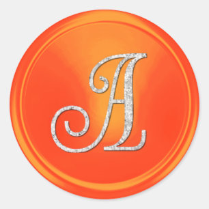 Adesivo TODAS AS INICIAIS Monograma Prata 3 Laranja