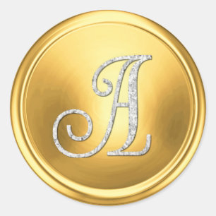 Adesivo TODAS AS INICIAIS Monograma Prata 3 Ouro Brilhante