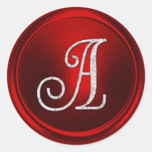 Adesivo TODAS AS INICIAIS Monograma Prata 3 Vermelho