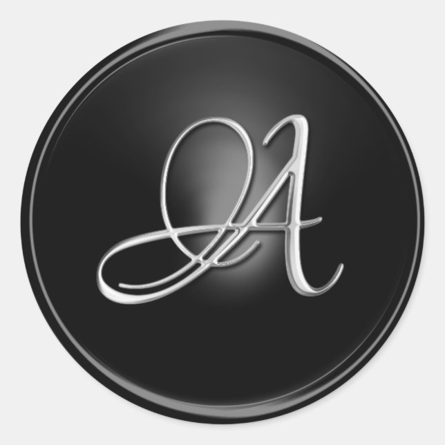 Adesivo TODAS AS INICIAIS Script Silver em Preto (Frente)