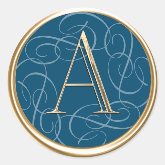 Adesivo TODAS AS INICIATIVAS DO Monograma Dourado Swirlie  (Frente)