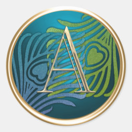 Adesivo TODAS AS INICIATIVAS Douradas Monograma Azul e Pav