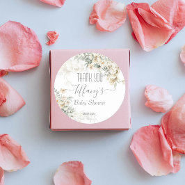 Adesivo Todo chá de fraldas branco prateado favor floral