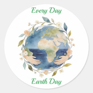 Adesivo Todo Dia Dia da Terra Globo Floral Com Mãos