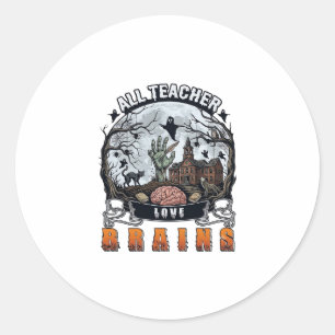 Adesivo Todo Professor Ama Cérebros Halloween Zumbi Mão As