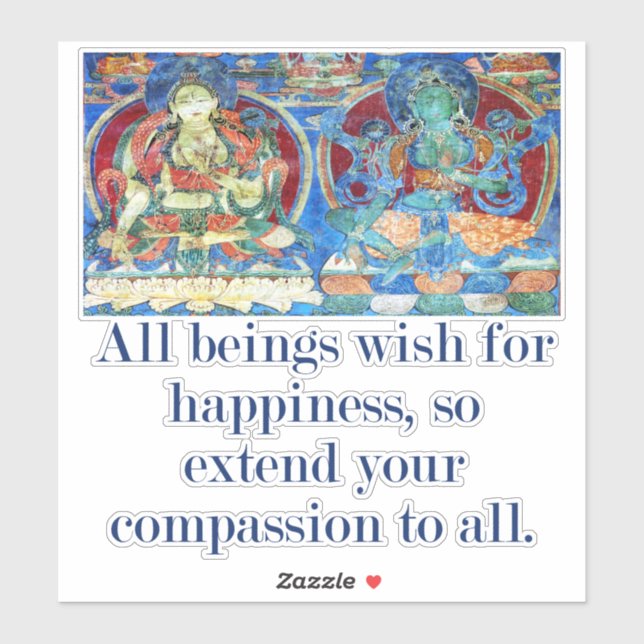 Adesivo Todos Desejam Felicidade - Citação Compaixão (Folha)