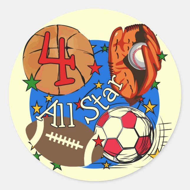 Adesivo Todos os Camisetas e presentes do 4º aniversário d (Frente)