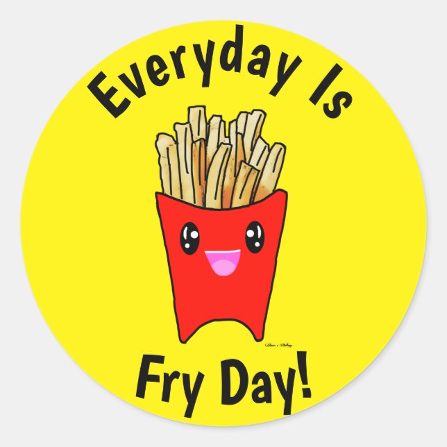 Adesivo Todos os dias é Fry Day! Cartoon francês Fries Kaw (Frente)