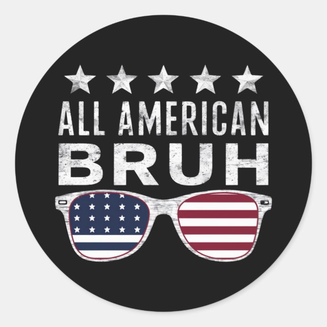 Adesivo Todos os óculos domingos americanos Bruh Funny 4 d (Frente)