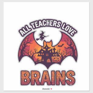Adesivo Todos os Professores Amam Cérebros Halloween Morce