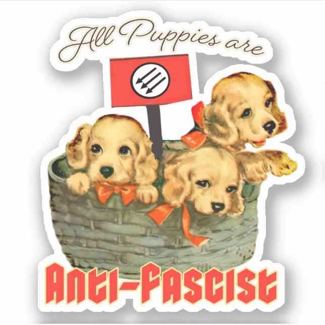 Adesivo Todos os Puppies são Anti-Fascistas (Frente)