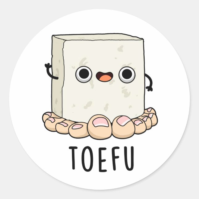 Adesivo Toe-fu Engraçado Tofu Pun (Frente)