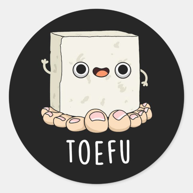Adesivo Toe-fu Engraçado Tofu Pun Dark BG (Frente)