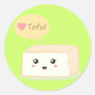 Adesivo Tofu kawaii pedindo às pessoas para amar tofu