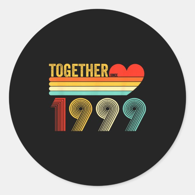 Adesivo Together Since 1999 Shirt Retro Couple Anniversary (Frente)