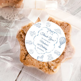 Adesivo Toile De Jouy Blue Bow Birthday Party