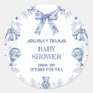 Adesivo Toile de jouy chá de bebê obrigado 
