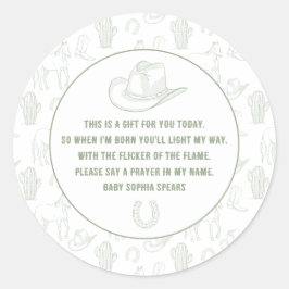 Adesivo Toile de Jouy Green Cowboy Western Prayer Baby