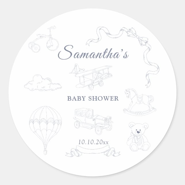 Adesivo Toile de Jouy Nursery Baby Shower (Frente)
