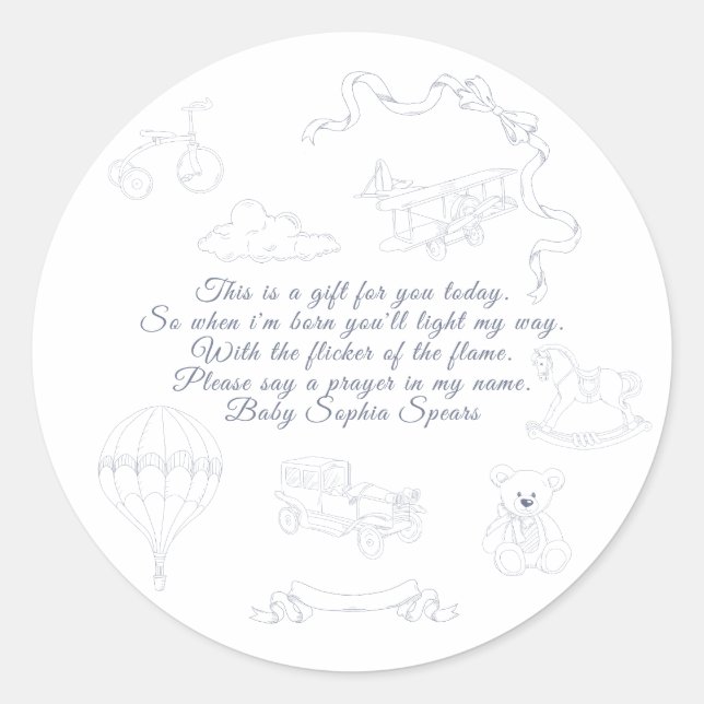 Adesivo Toile de Jouy Nursery Prayer Candle (Frente)