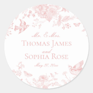 Adesivo Toile De Jouy Rosa Vintage Floral Casamento