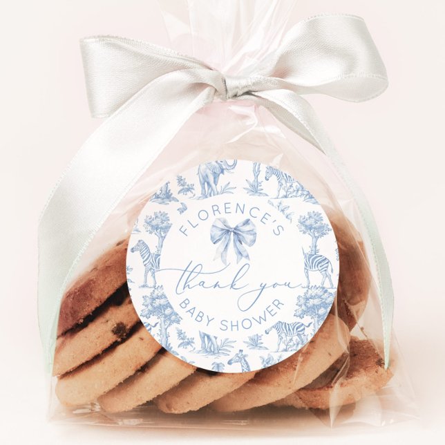 Adesivo Toile de Jouy Safari Chá de fraldas obrigado você (Criador carregado)