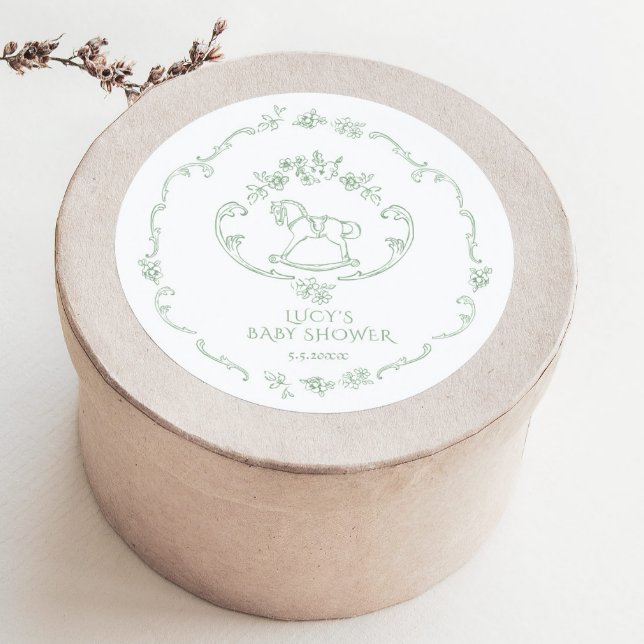 Adesivo Toile de Jouy Sage Chá de fraldas de Cavalo Rochos (Criador carregado)