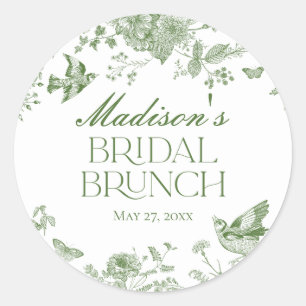Adesivo Toile De Jouy Verde Vintage Brunch Floral de Noiva