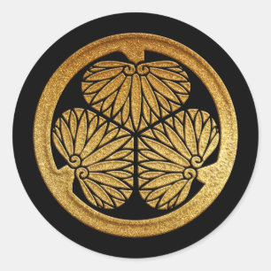 Adesivo Tokugawa Kamon Mitsuba Aoi na Dourada