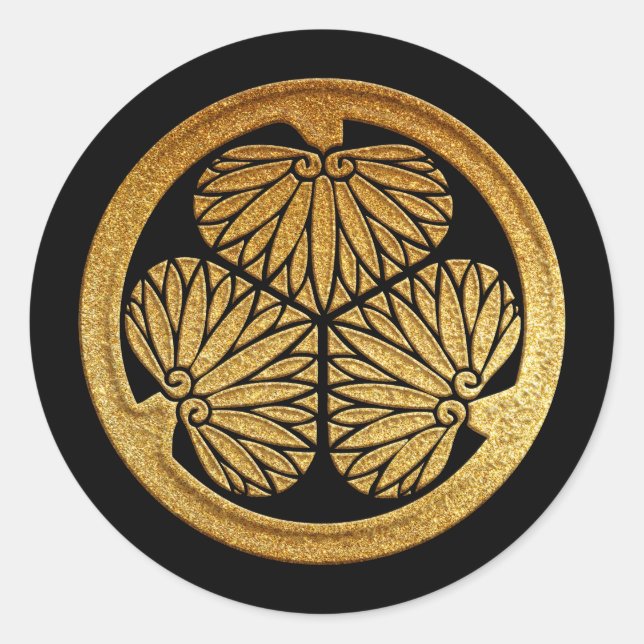 Adesivo Tokugawa Kamon Mitsuba Aoi na Dourada (Frente)