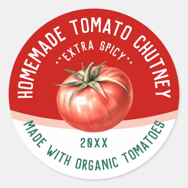 Adesivo Tomate Chutney, artesanal, com tomate vermelho (Frente)